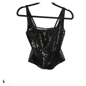 Nordstrom black sequin front sheer back top